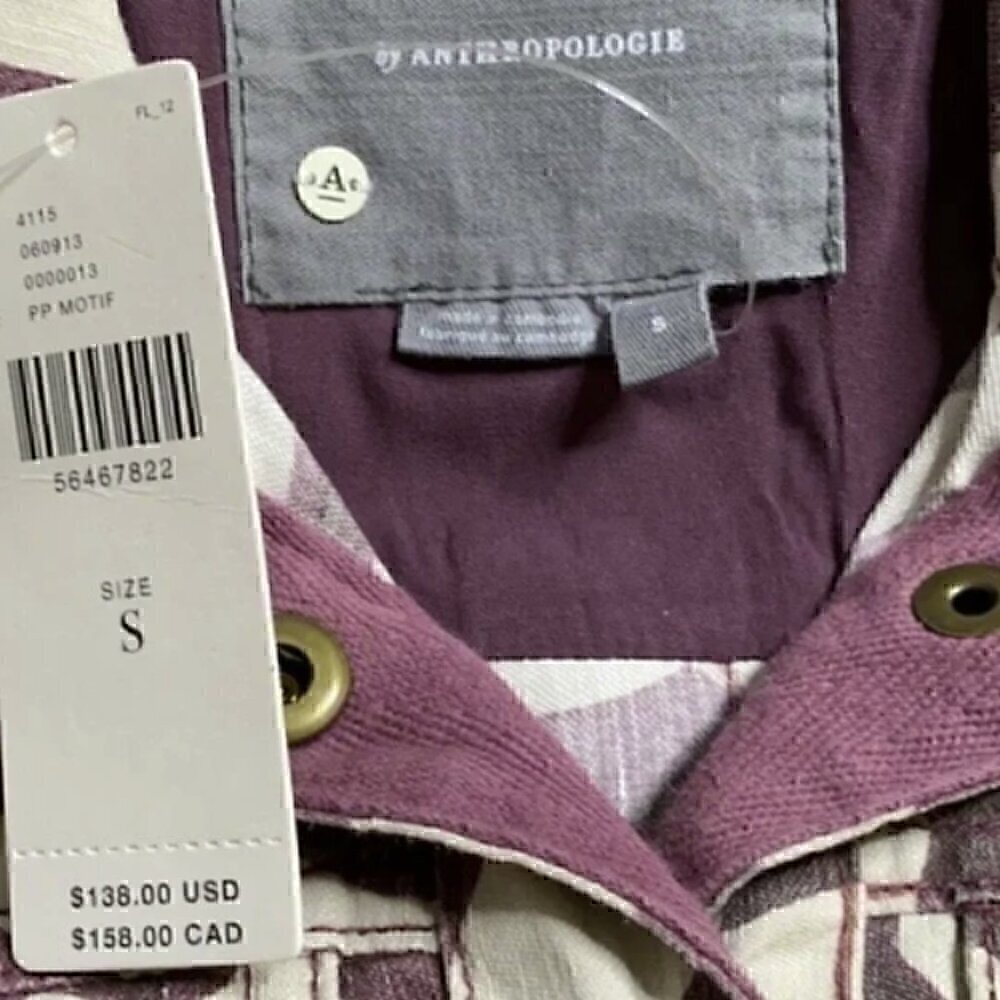 Anthropologie Mags Utility Trucker Jacket Purple Motif - Picture 7 of 11